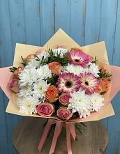 Букет цветов из:  Розы, Герберы и Хризантемы в Приютово