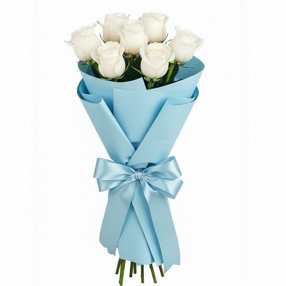 Букет 7 белых роз Проуд в Приютово