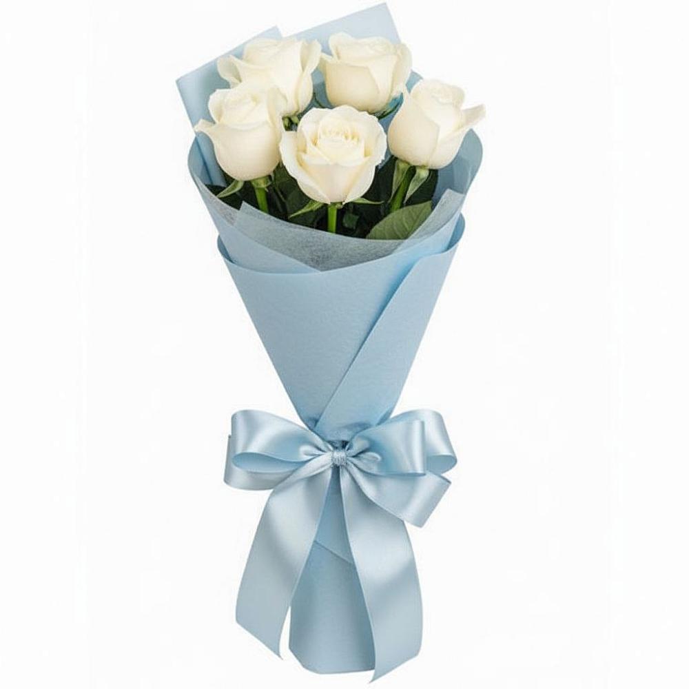Букет 5 Белых роз Проуд в Приютово