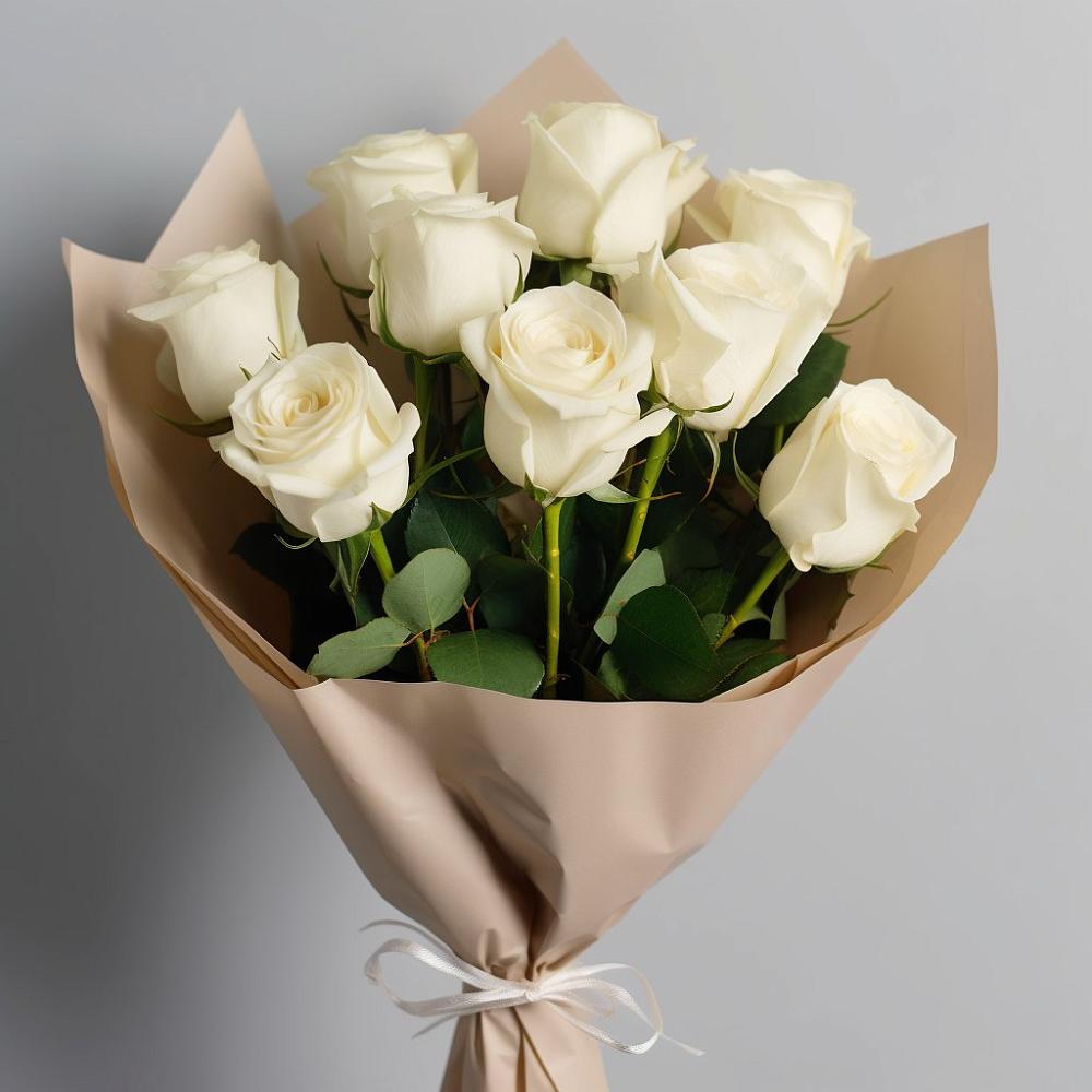 Букет 9 Белых роз Эдлесс Лав в Приютово