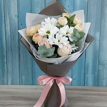 Букет цветов из:  Хризантемы и Розы в Приютово