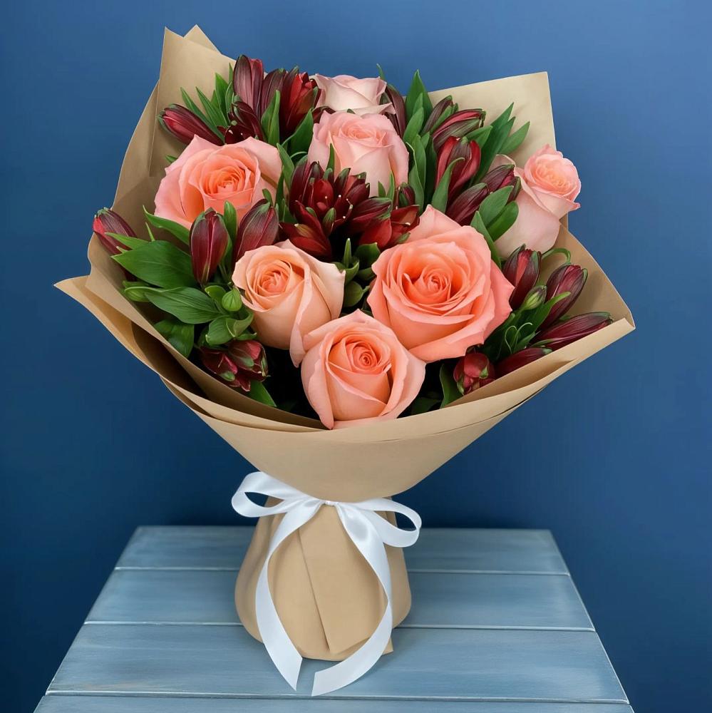 Букет цветов из: Розы и Альстромерии в Приютово