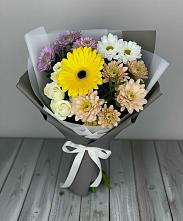 Букет цветов из:  Розы, Герберы и Хризантемы в Приютово