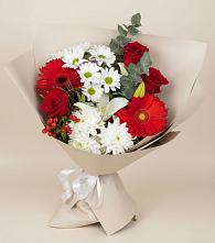 Букет цветов из:  Розы, Хризантемы, Герберы и Лилии в Приютово