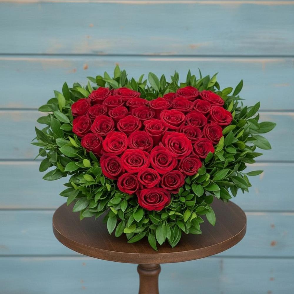 Цветочная композиция из Розы в виде сердца в Приютово