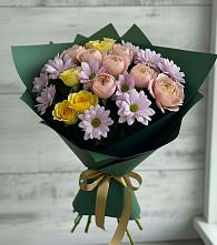 Букет цветов из:  Хризантемы и Розы в Приютово
