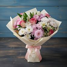 Букет цветов из:  Хризантемы, Альстромерии и Розы в Приютово