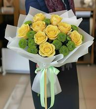 Букет цветов из:  Хризантемы и Розы в Приютово