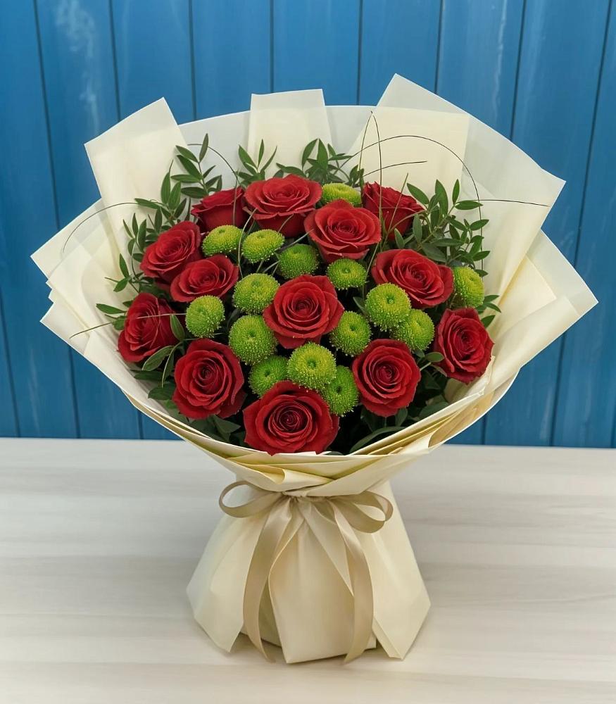 Букет цветов из: Розы и Хризантемы в Приютово